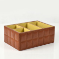 Brown Faux Leder Desktop Organizer